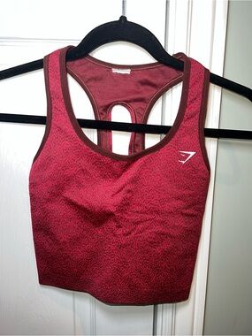 Gymshark Women's Maroon Patterned Racerback Sports Bra